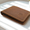 Crazy Horse genuine cow leather wallet in vintage brown finish with slim design