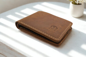 Crazy Horse Genuine Cow Leather Wallet – Vintage Style Crazy Horse genuine cow leather wallet in vintage brown finish with slim design