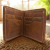 Crazy Horse genuine cow leather wallet in vintage brown finish with slim design