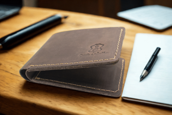 Crazy Horse genuine leather wallet in Old Burgundy finish