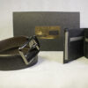 Reversible black and brown leather belt with premium leather wallet