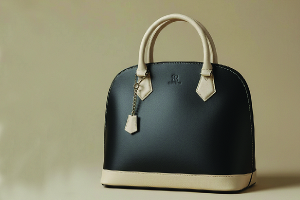 Black and beige round-zip leather tote handbag for women – Dusk & Dawn Tote